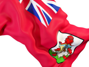 Closeup of waving flag of bermuda. 3D illustration