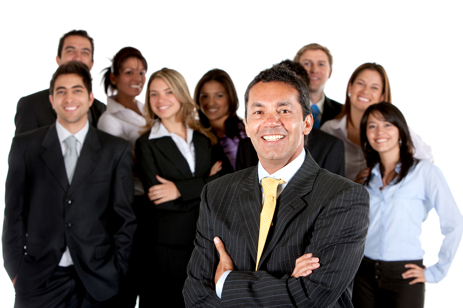 Group of business people isolated over a white background
