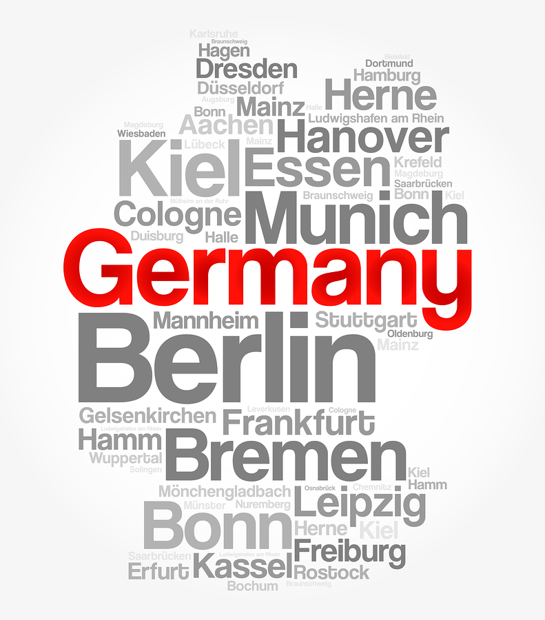 List of cities and towns in GERMANY map word cloud collage business and travel concept background