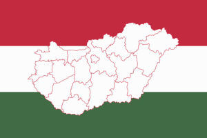 Map and flag of Hungary. Vector illustration. World map