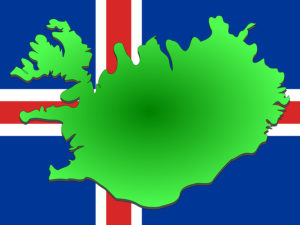 map of Iceland and Icelandic flag illustration