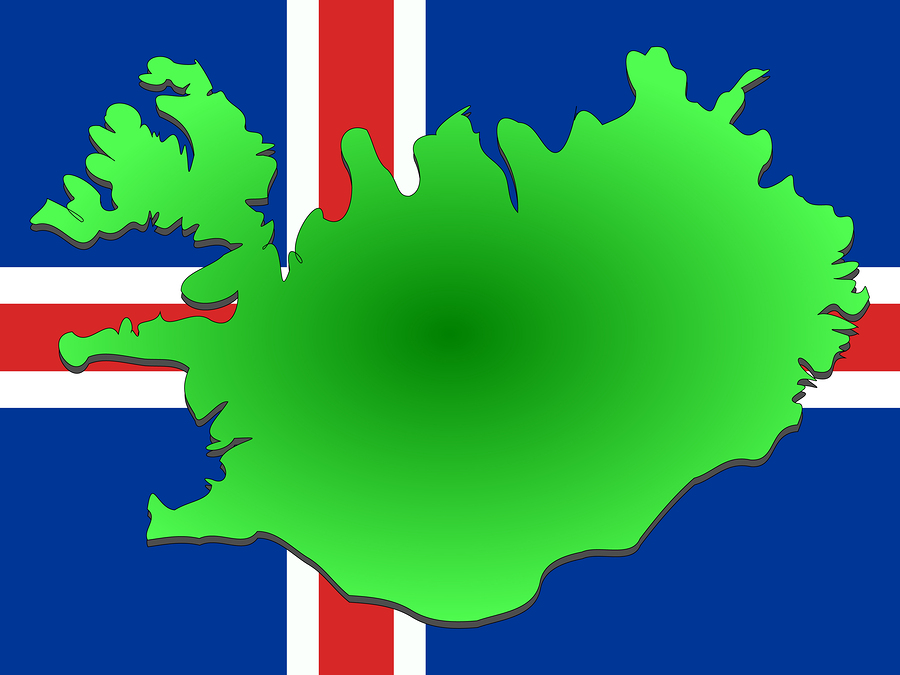 map of Iceland and Icelandic flag illustration