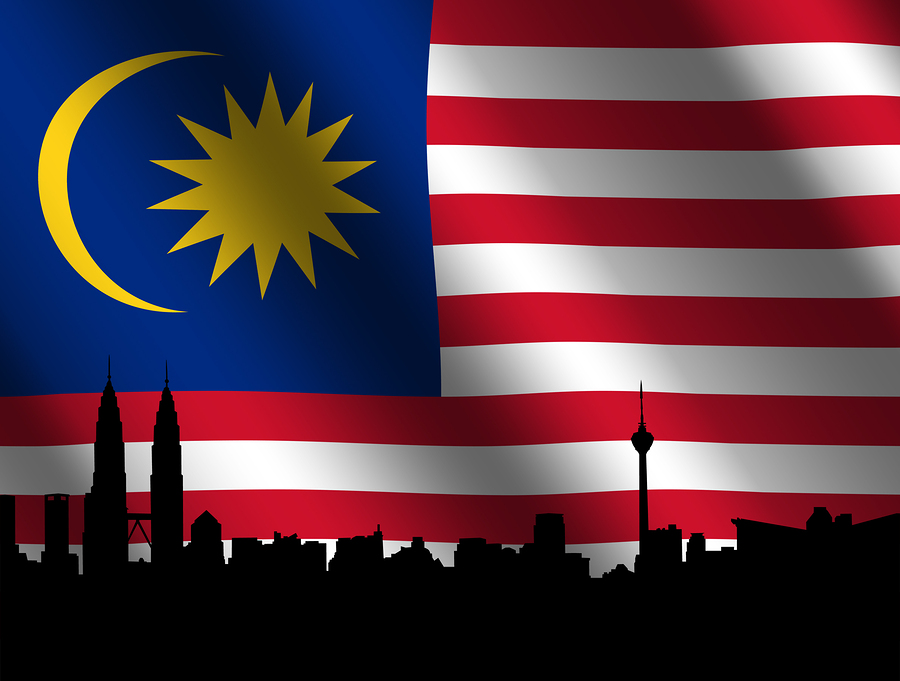 Kuala Lumpur Skyline And Petronas Towers With Rippled Malaysian Kuala Lumpur skyline and Petronas Towers with rippled Malaysian flag illustration