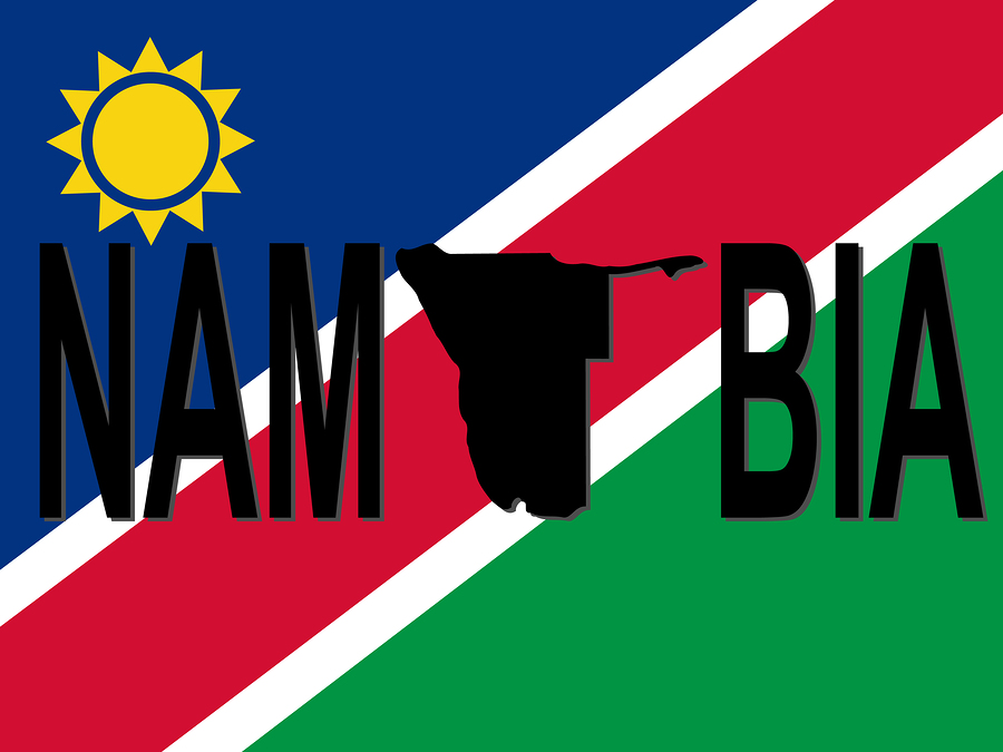 Namibia text with map on flag illustration JPG