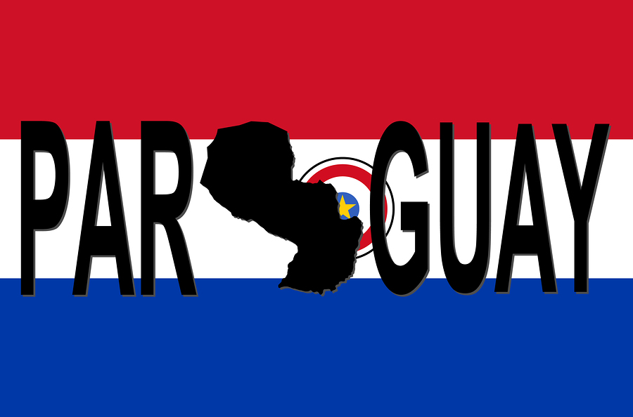 Paraguay text with map on flag illustration