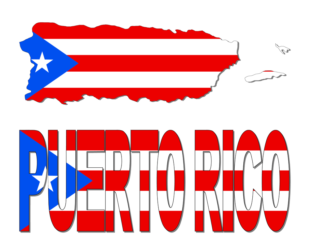 Puerto Rico map flag and text illustration
