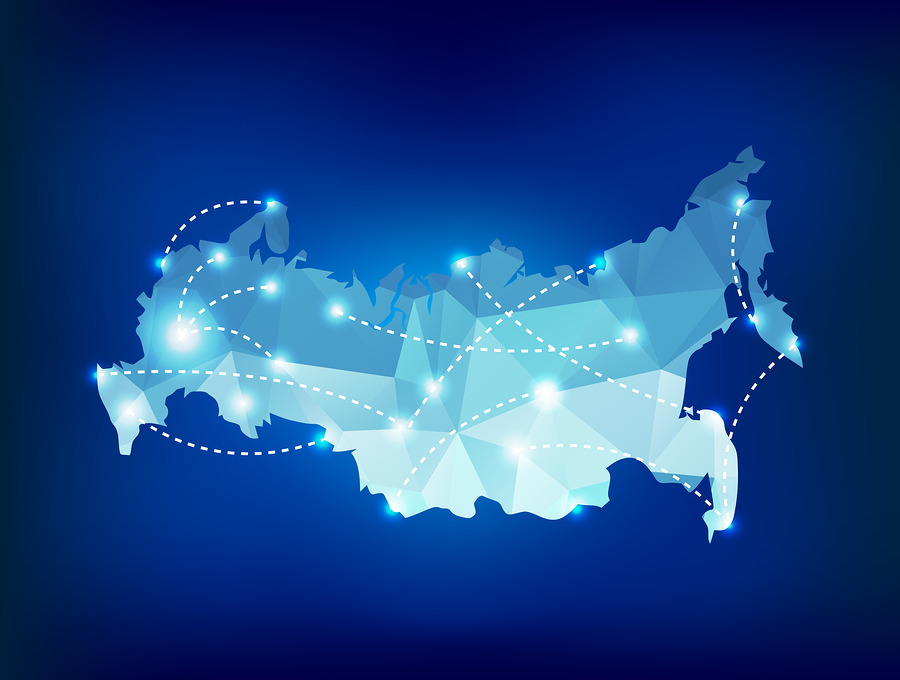 Russia Country Map Polygonal With Spot Lights Places Russia country map polygonal with spot lights places sample