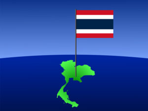 map of Thailand and Thai flag on pole illustration