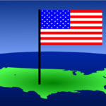 American Flag Illustration map of USA and American flag illustration