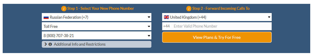 russia toll free number